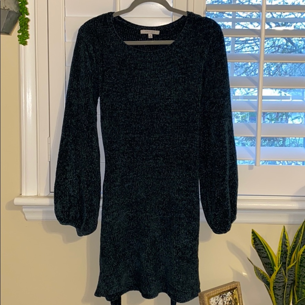 Green soft sweater dress